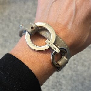 Lia Sophia Taupe Leather Bracelet with Silver Rings and Bar